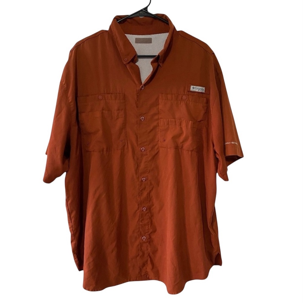 Columbia PFG Men’s Burnt Orange Fishing Outdoorsy Shirt